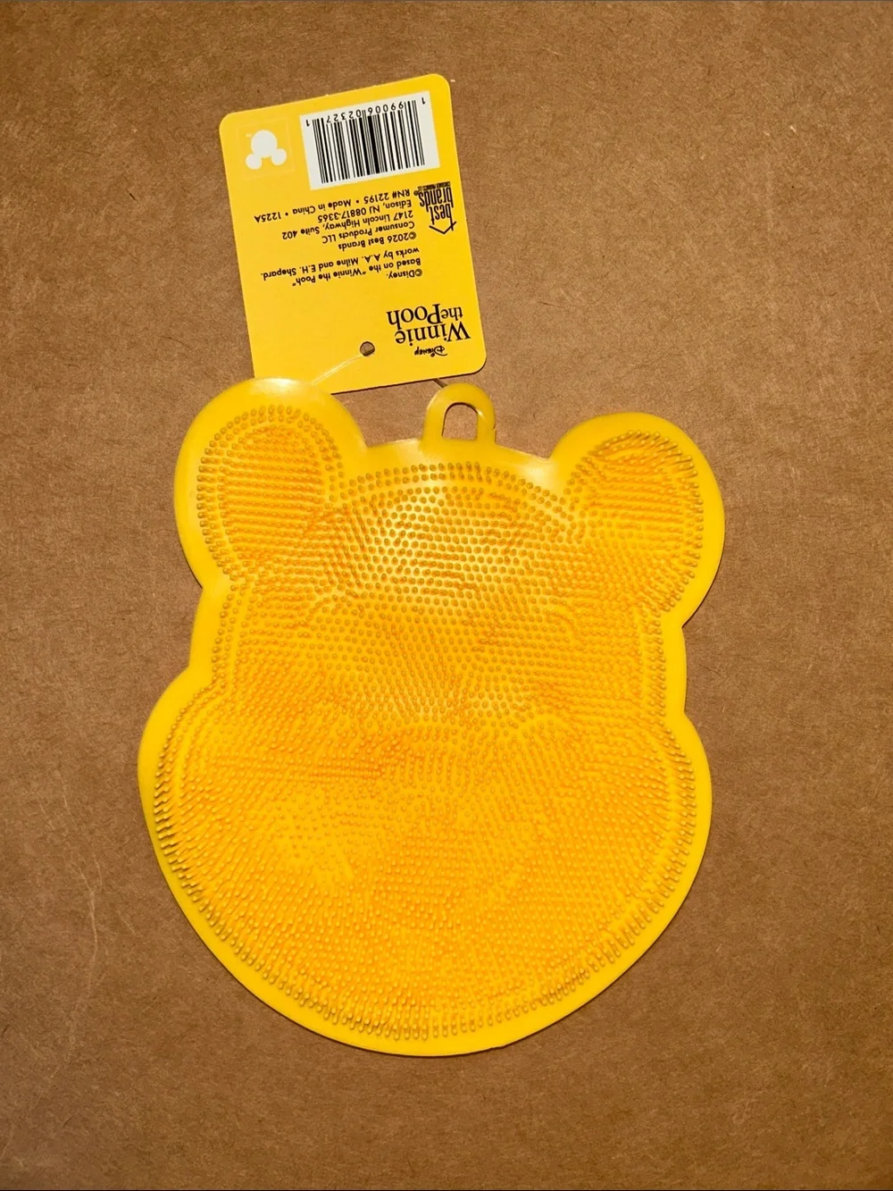 Silicone Winnie the Pooh Bear Scrubber with Hanging Loop